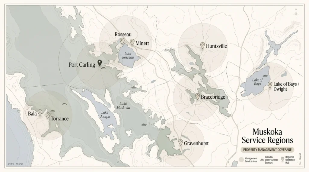 Muskoka property Management muskoka area we serve map